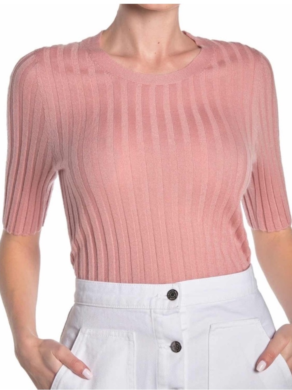 VERONICA BEARD Dalilah pink cashmere knot top XS